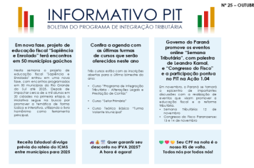 PIT (Programa de Integração Tributária) - Informativo PIT nº 25 - outubro/2024