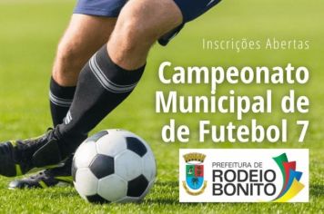 Inscrições abertas para o Campeonato Municipal De Futebol Sete