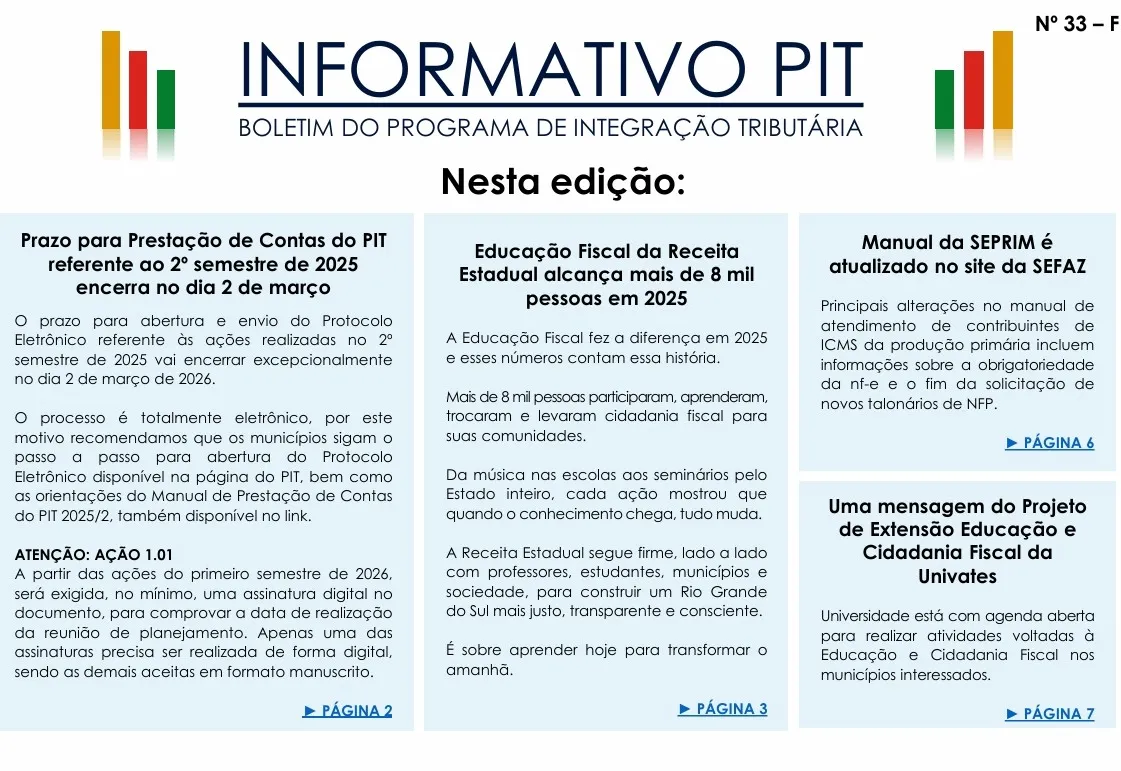 INFORMATIVO PIT Nº 33 – FEVEREIRO/2026